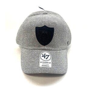 Las Vegas Raiders Womens 47 Clean Up Adjustable Silver Hat NWT Black Logo